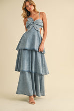 Load image into Gallery viewer, Denim Flower Maxi Dress