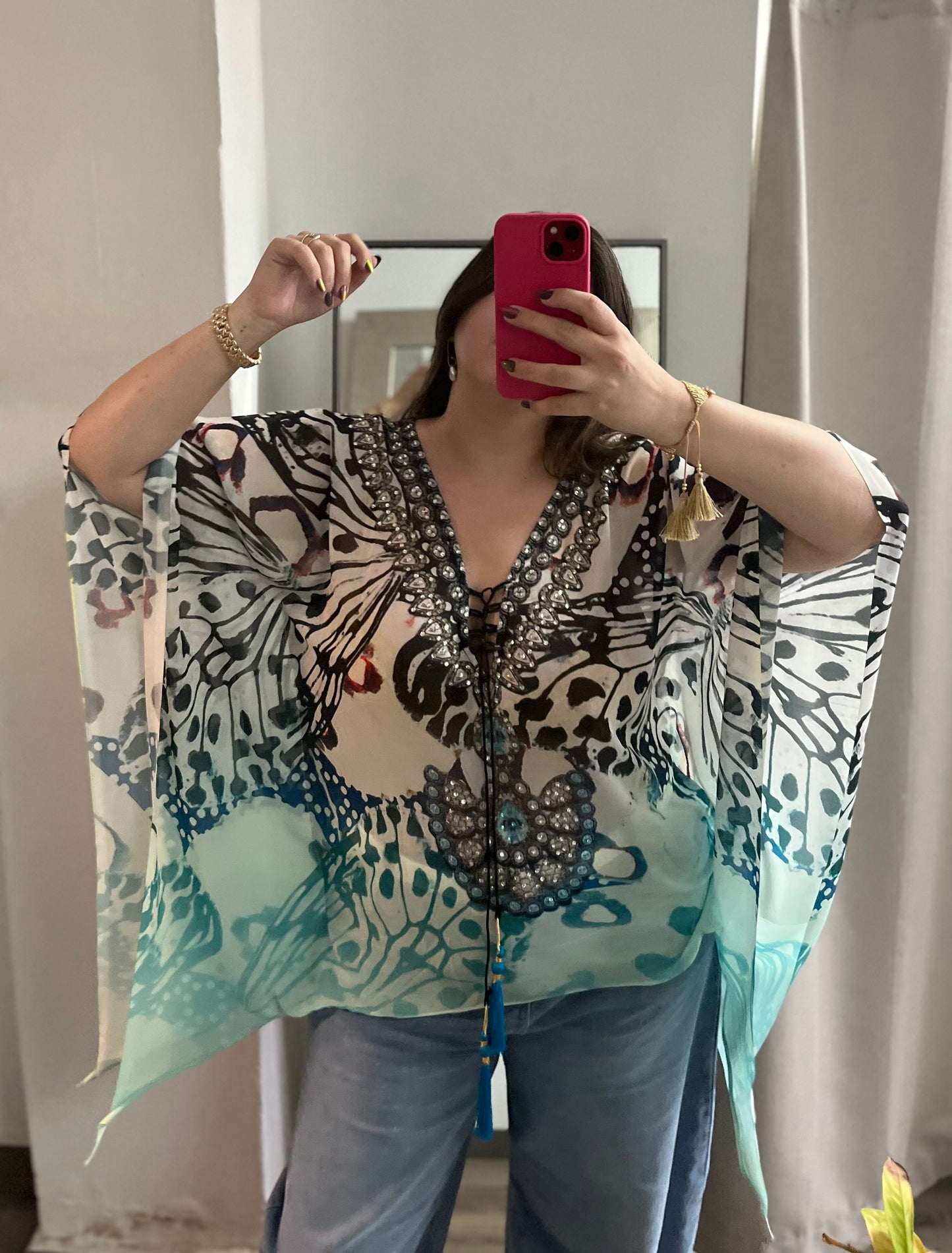 Butterfly Print Tunic Blouse