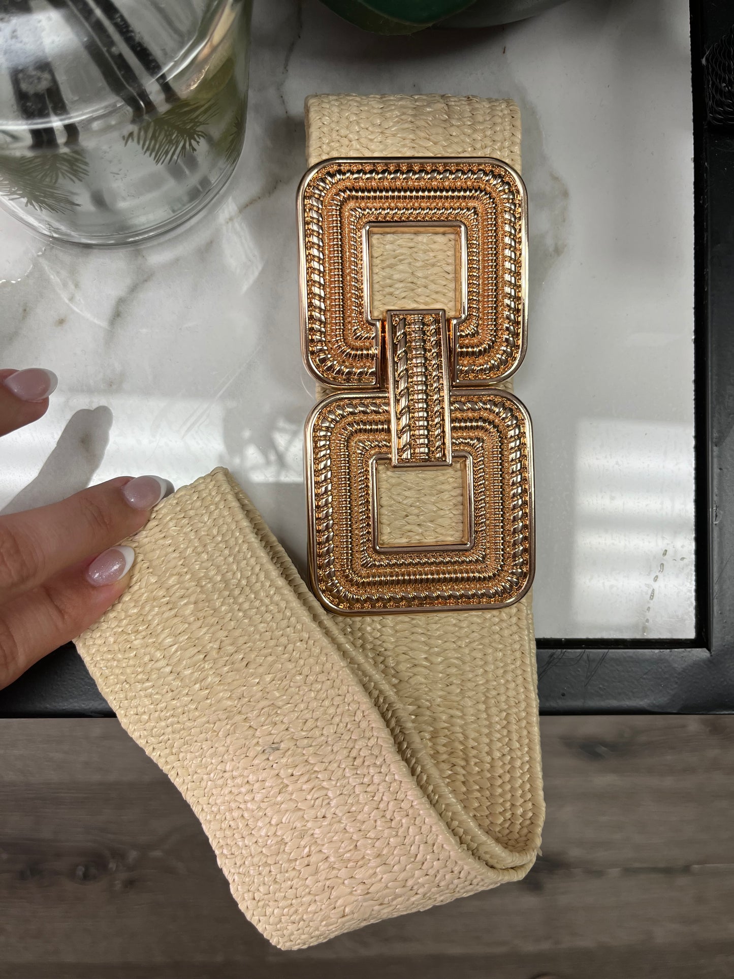 Gold buckle Elastic Belt