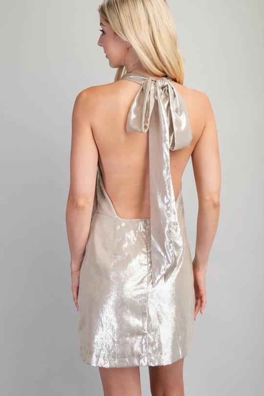 Halter Gold Mini Dress