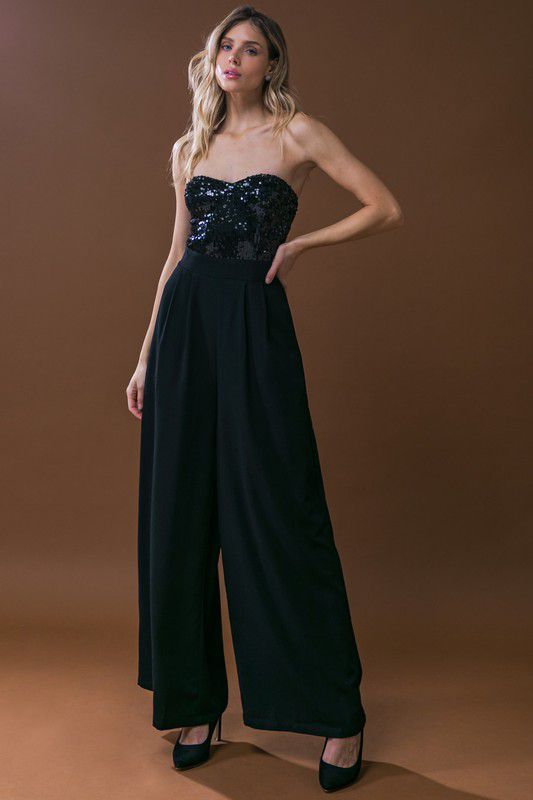 Strapless Sequin Lined Jumpsuit