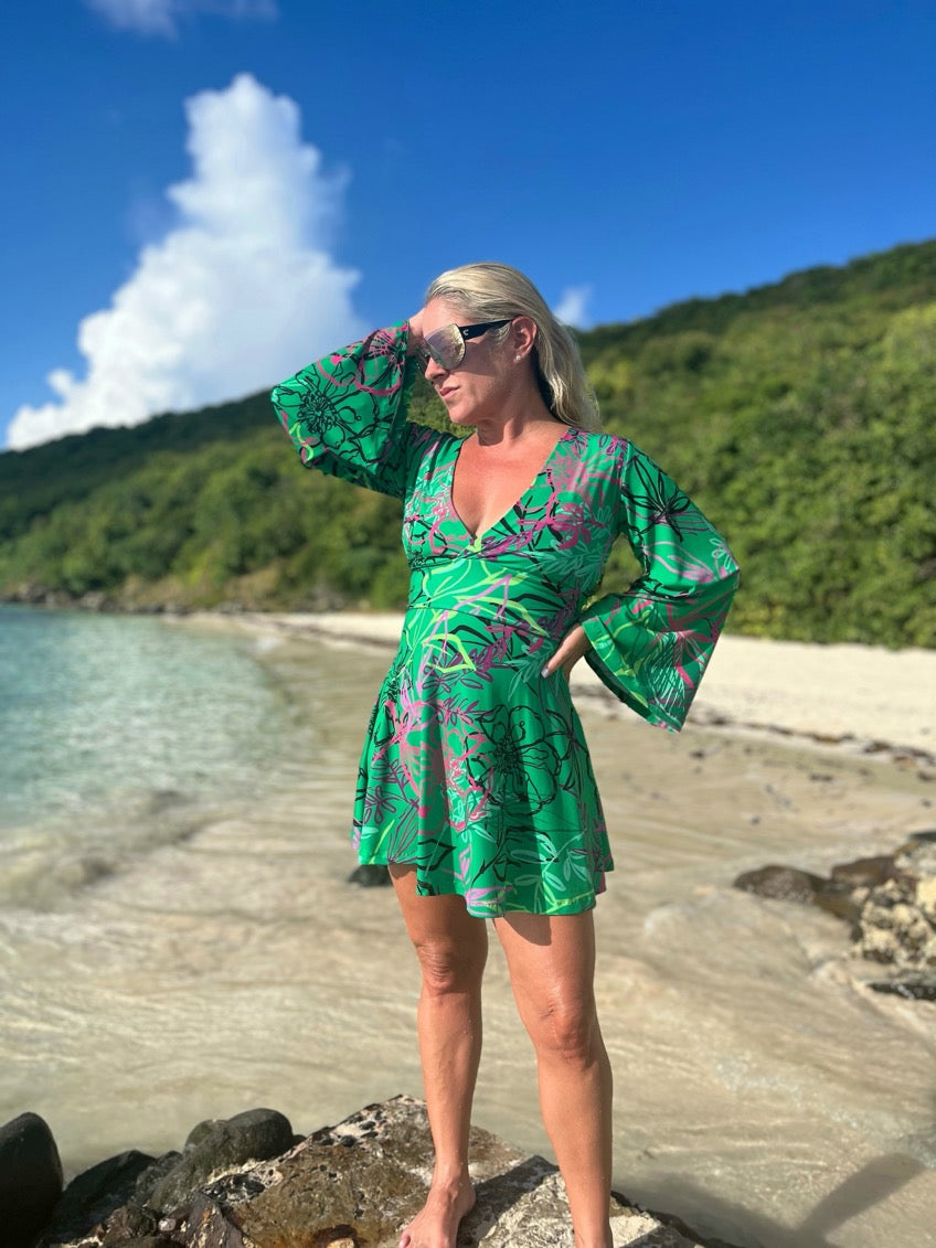 V Neck Mini Dress