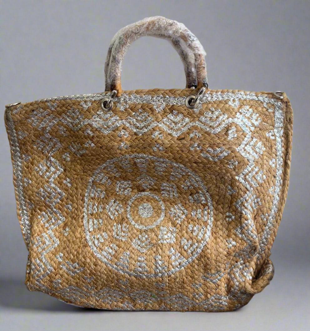Woven Purse with Bamboo handle
