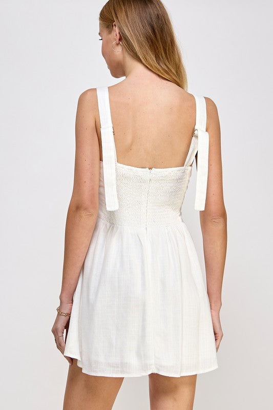 Braid Trim Linen Mini dress