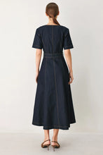Load image into Gallery viewer, Romantic Dark Denim Woven Midi Dress