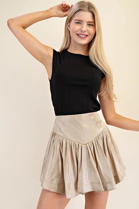High Waist Gold Mini Skirt