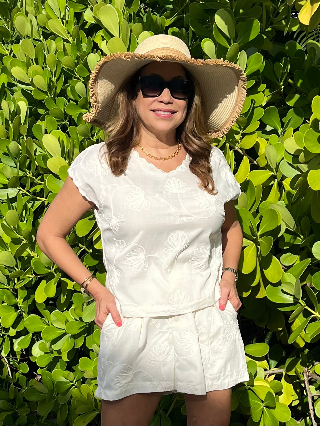 Short Sleeve Embroidered Set
