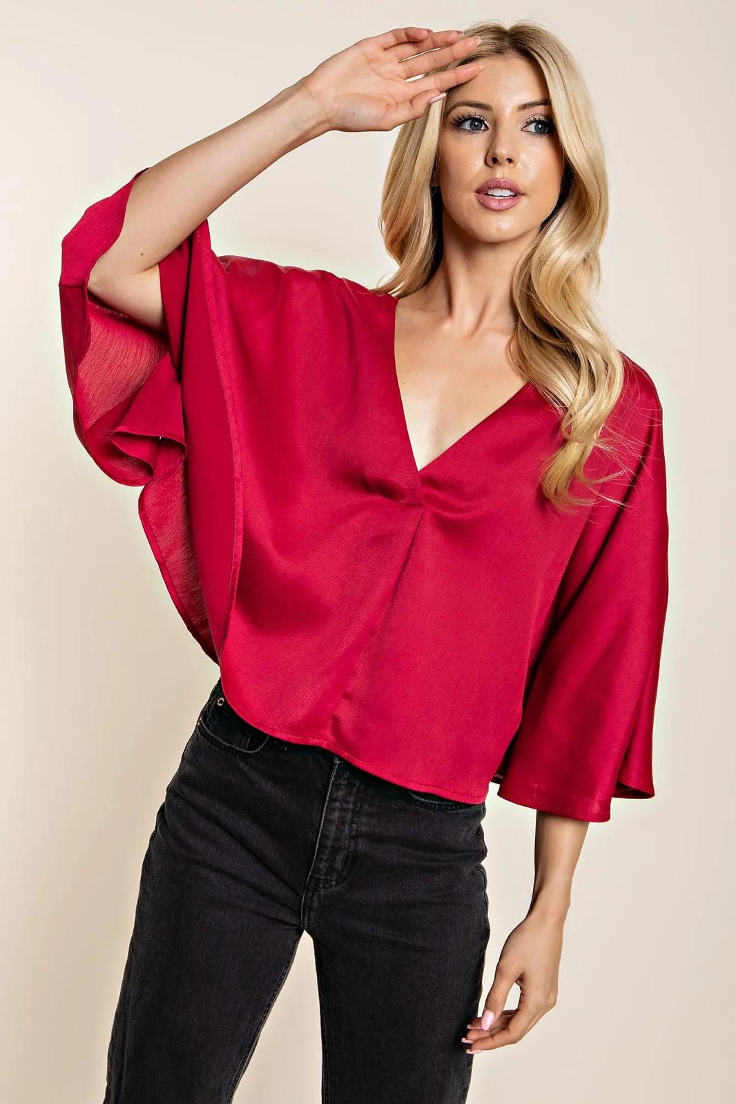 Silk Wine Red Blouse