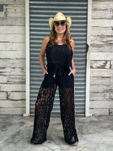 Load image into Gallery viewer, Black Lace Track Suit Set