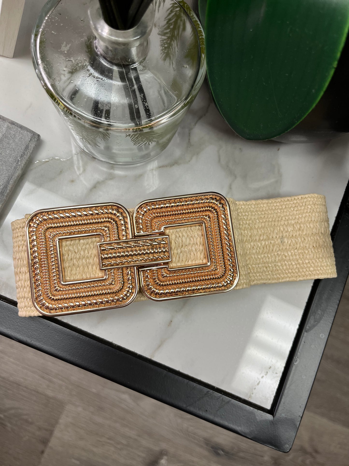 Gold buckle Elastic Belt