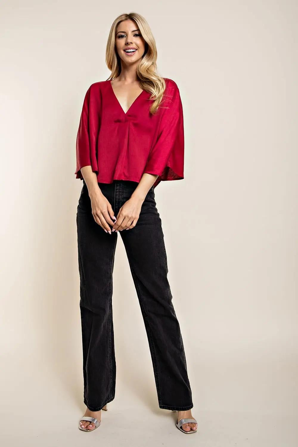 Silk Wine Red Blouse