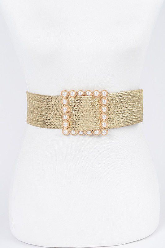 Pearl Buckle Elastic Gold/Silver Belt