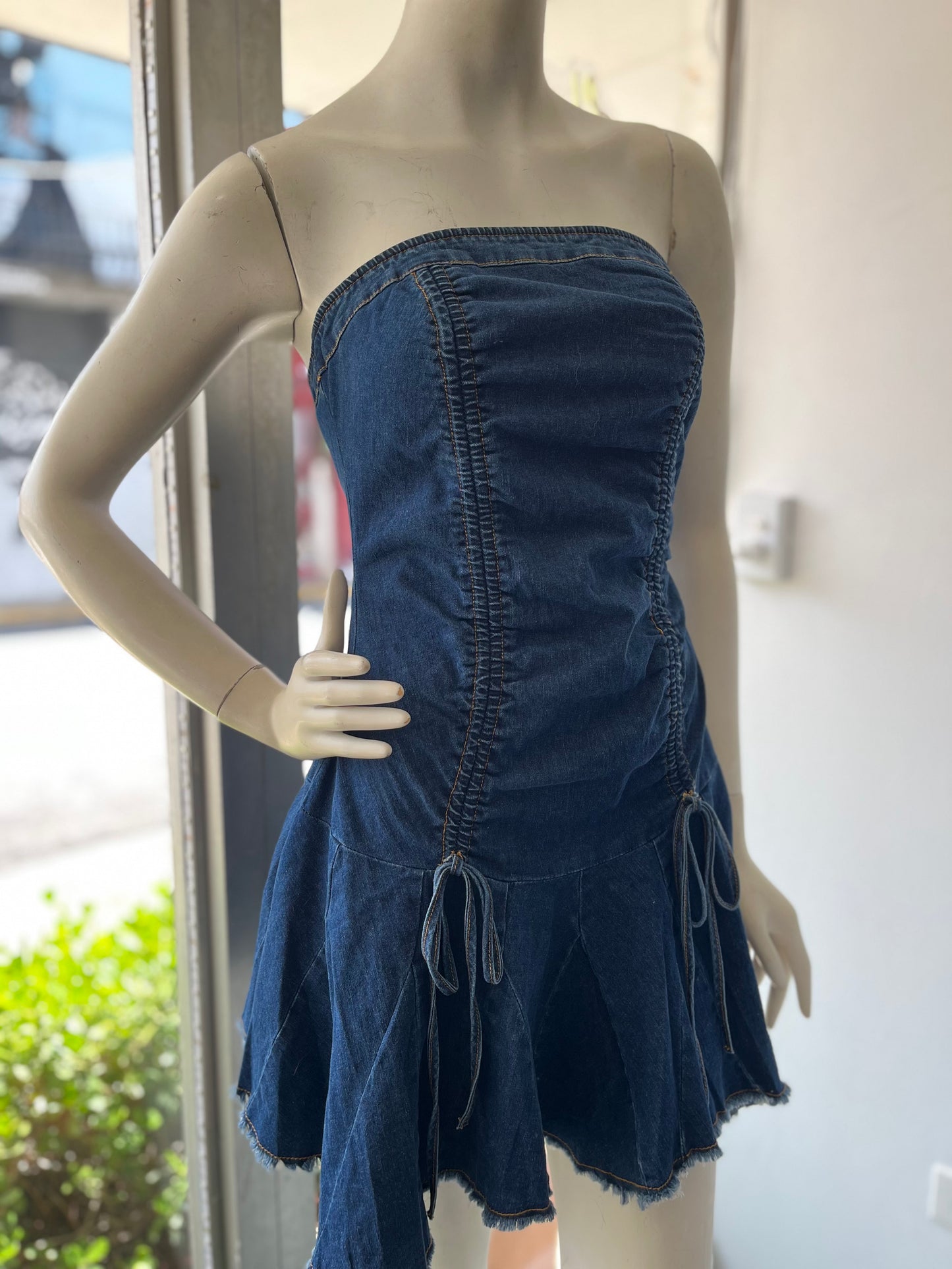 Strapless Denim Mini Dress