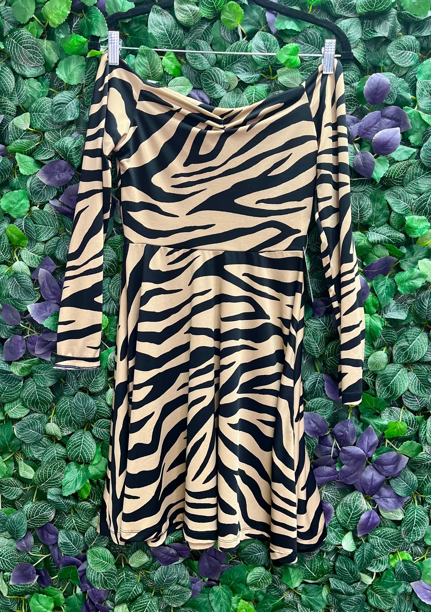 Animal Print off Shoulder Dress