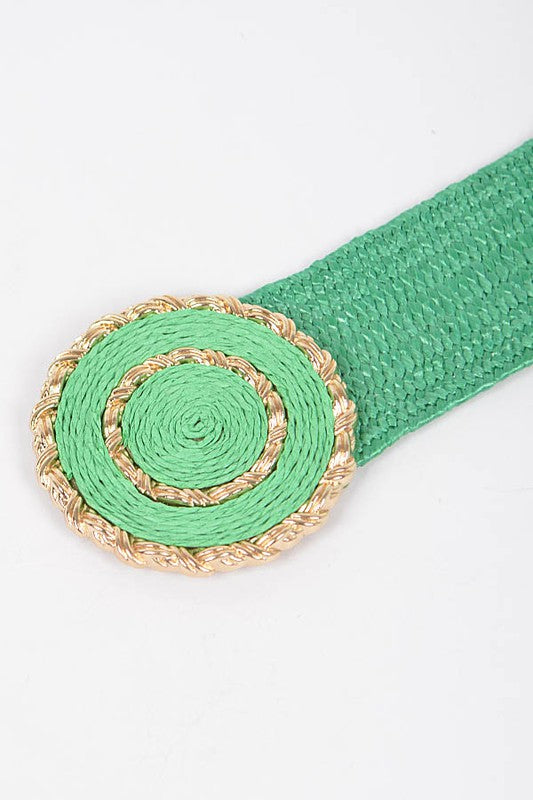 Round Buckle Straw Belt