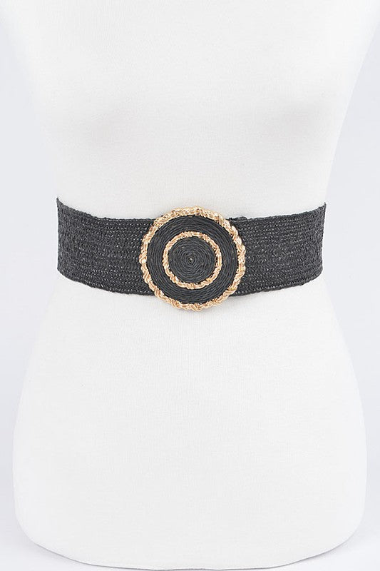 Round Buckle Straw Belt