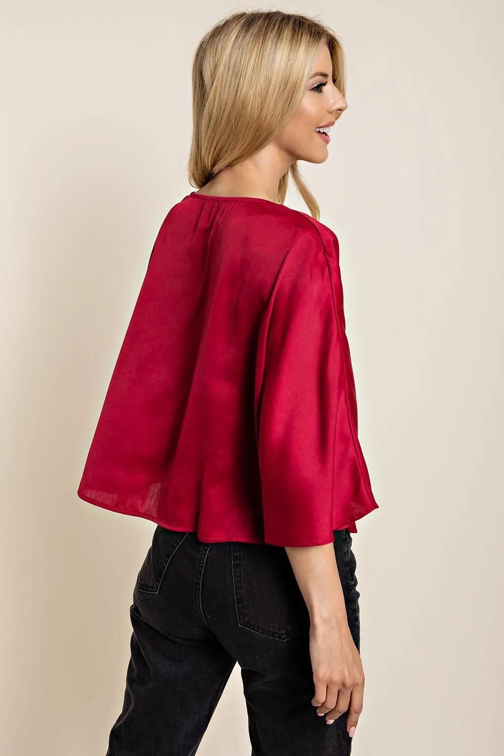Silk Wine Red Blouse