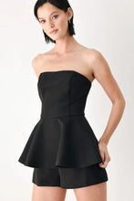 Load image into Gallery viewer, Black Strapless Peplum Romper
