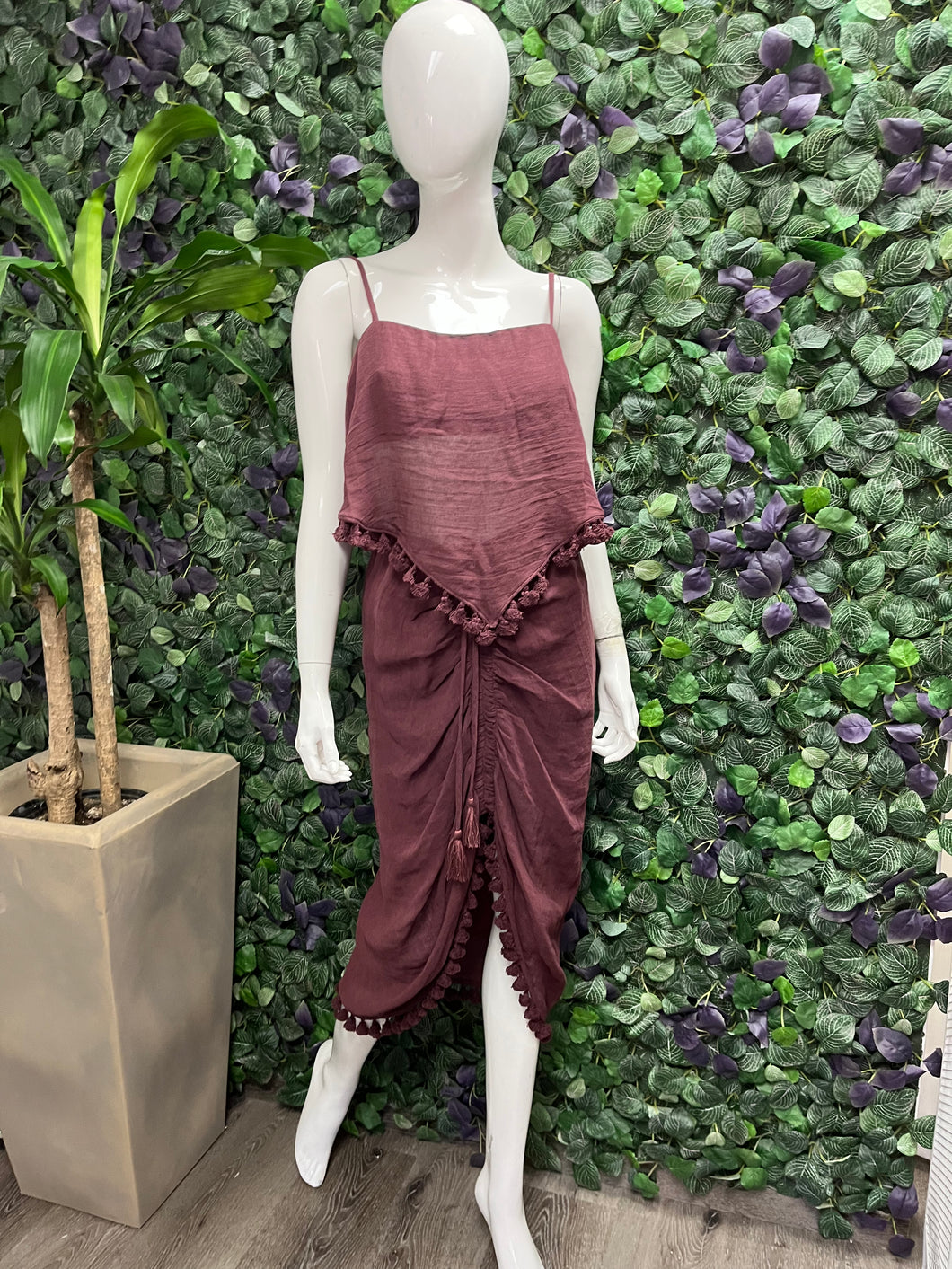 Burgundy Boho Skirt Set