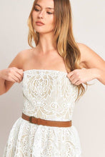 Load image into Gallery viewer, Belted Lace Strapless Dress
