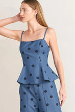 Load image into Gallery viewer, Midnight Polka Peplum Top
