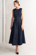 Load image into Gallery viewer, Denim Belted Midi Dress
