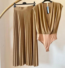Load image into Gallery viewer, Gold Bodysuit And Skirt Set
