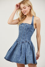 Load image into Gallery viewer, Halter denim mini dress
