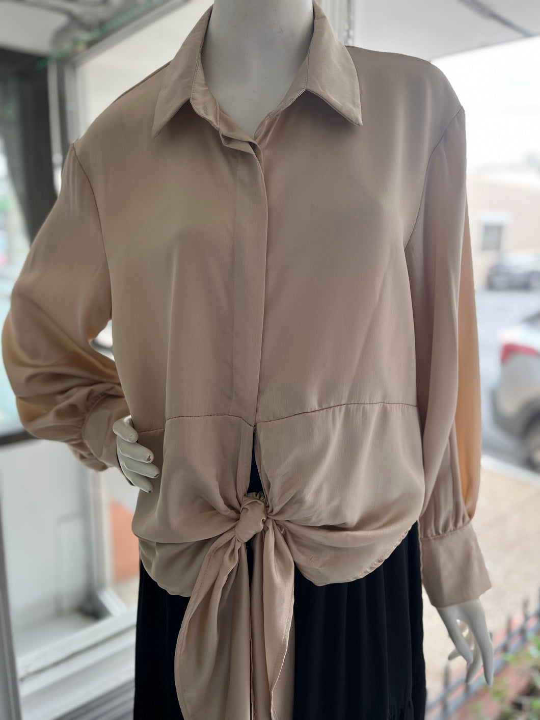 Silky Cream Long Blouse