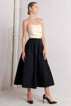 Load image into Gallery viewer, Strapless Black Ivory Midi Dress
