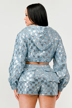 Load image into Gallery viewer, Glitz &amp; Denim Sequin Hoodie Set
