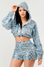 Load image into Gallery viewer, Glitz &amp; Denim Sequin Hoodie Set
