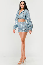 Load image into Gallery viewer, Glitz &amp; Denim Sequin Hoodie Set
