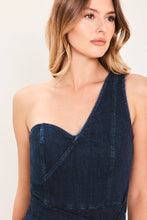 Load image into Gallery viewer, One Shoulder Denim Romper
