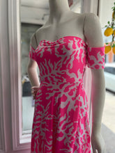 Load image into Gallery viewer, Neon Pink Off Shoulder Midi Dress

