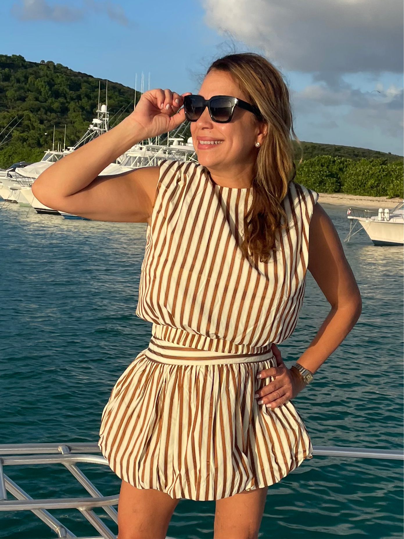Shoulder pad stripes top
