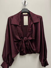 Load image into Gallery viewer, Front Knot Satin Blouse
