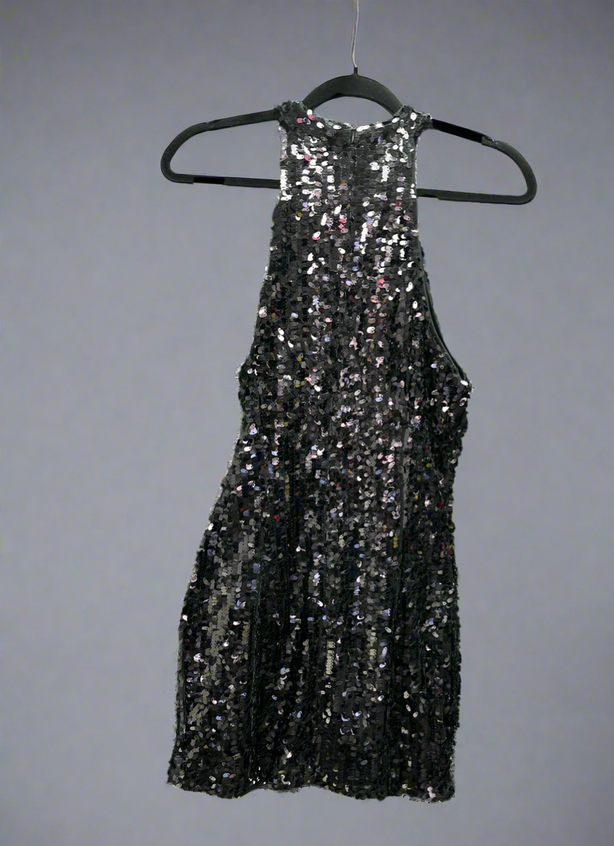 Black Sequins Mini Dress