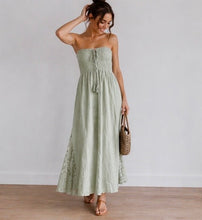 Load image into Gallery viewer, Strapless Linen Midi Dress
