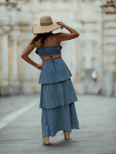 Load image into Gallery viewer, Denim Flower Maxi Dress
