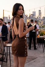 Load image into Gallery viewer, Brown Mirror Top &amp; Skirt Set

