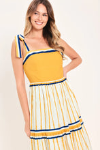 Load image into Gallery viewer, Yellow and Blue Stripes Maxi Dress

