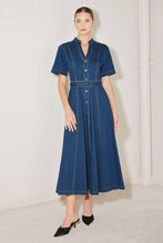 Load image into Gallery viewer, Short Sleeve Denim Midi Dress
