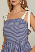 Load image into Gallery viewer, Tie Straps Blue Stripes Midi Dress

