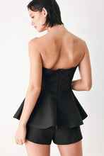 Load image into Gallery viewer, Black Strapless Peplum Romper
