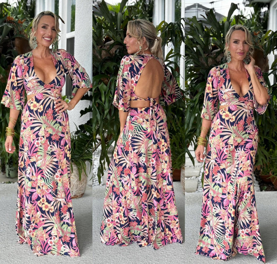 Wild Flower Maxi Dress w/ Open Back