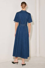 Load image into Gallery viewer, Short Sleeve Denim Midi Dress
