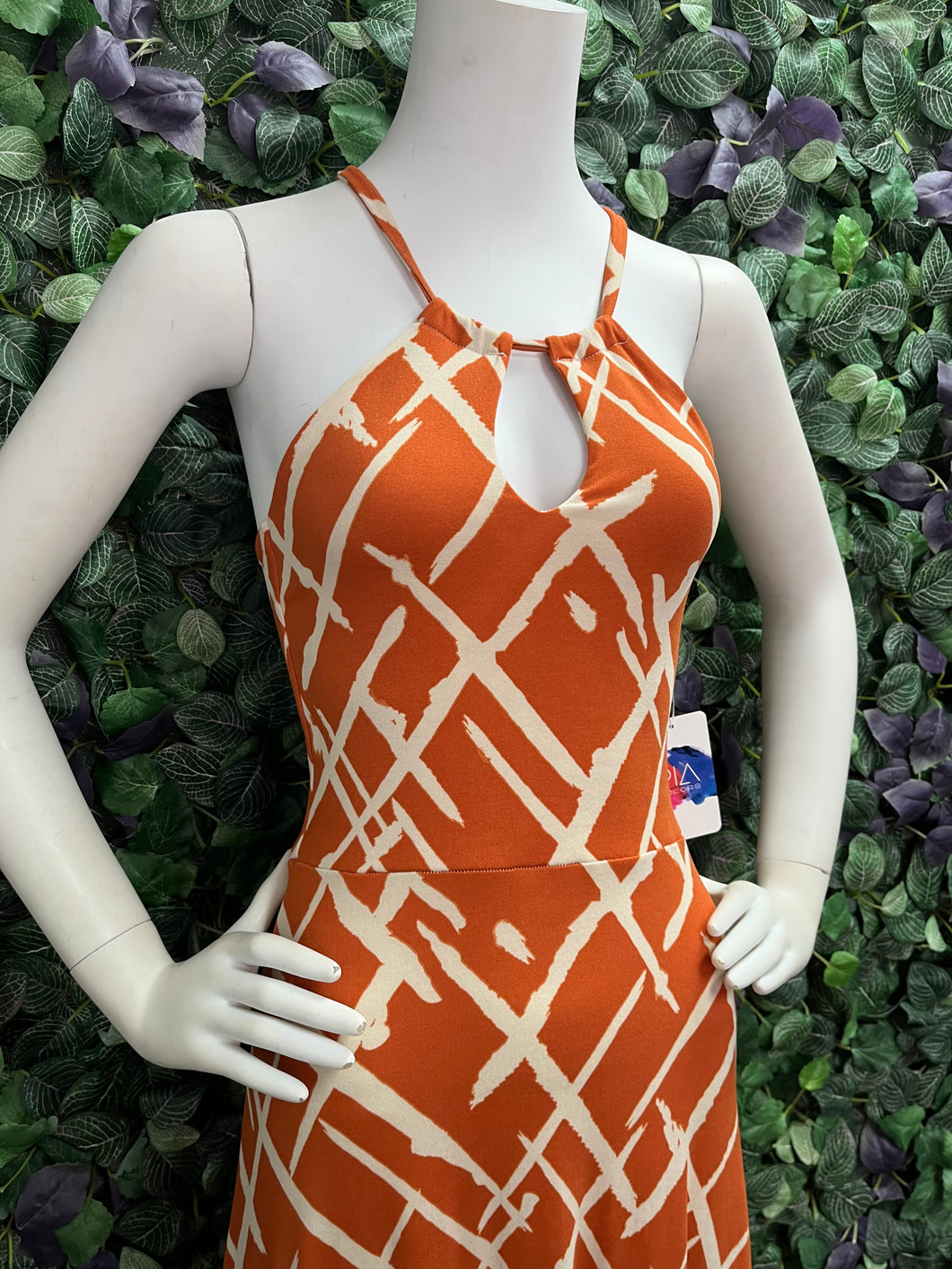 PIA Open Back Maxi Dress Orange Print