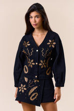 Load image into Gallery viewer, Black and Gold Detailed Embroidered Skort Set
