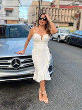 Load image into Gallery viewer, White Ruffled Slit Dress
